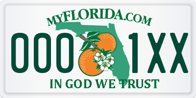 FL license plate 0001XX