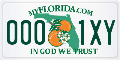 FL license plate 0001XY