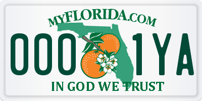 FL license plate 0001YA