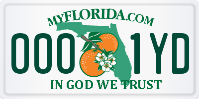 FL license plate 0001YD