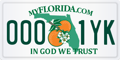 FL license plate 0001YK