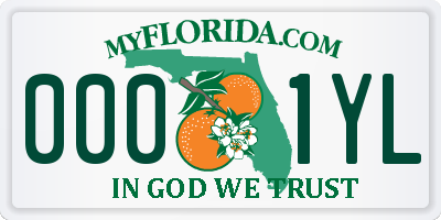 FL license plate 0001YL