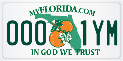 FL license plate 0001YM