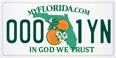 FL license plate 0001YN