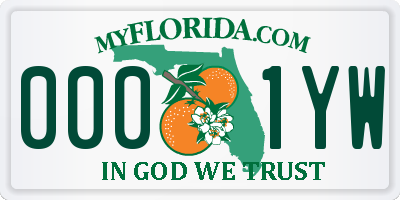 FL license plate 0001YW