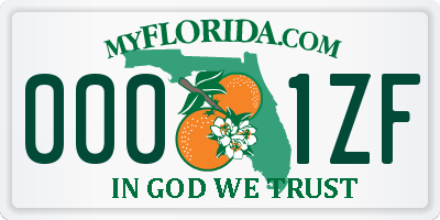 FL license plate 0001ZF