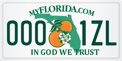 FL license plate 0001ZL