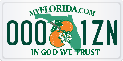 FL license plate 0001ZN