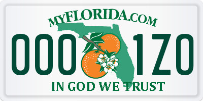FL license plate 0001ZO