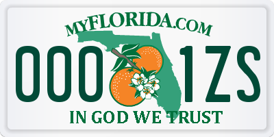 FL license plate 0001ZS