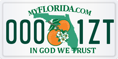 FL license plate 0001ZT