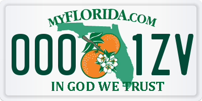 FL license plate 0001ZV