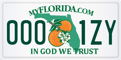 FL license plate 0001ZY