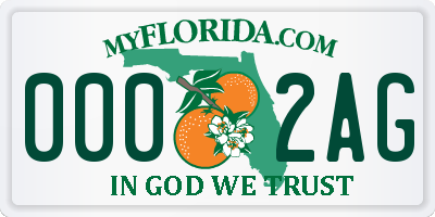 FL license plate 0002AG