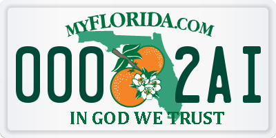 FL license plate 0002AI