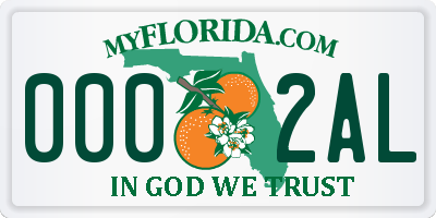 FL license plate 0002AL