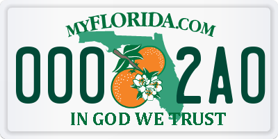 FL license plate 0002AO