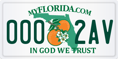 FL license plate 0002AV