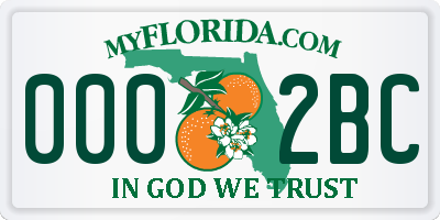 FL license plate 0002BC