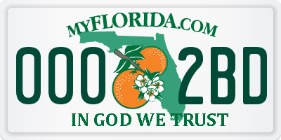 FL license plate 0002BD