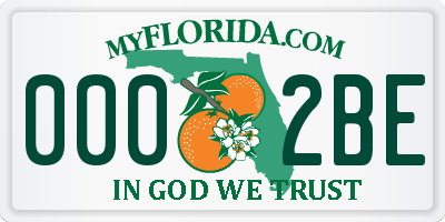 FL license plate 0002BE
