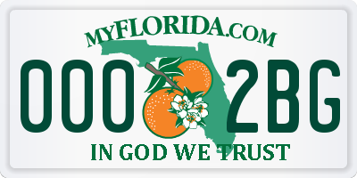 FL license plate 0002BG