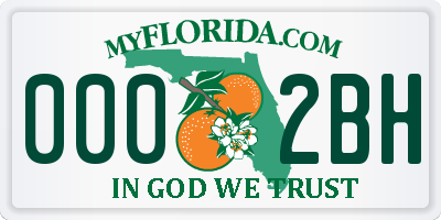 FL license plate 0002BH