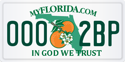 FL license plate 0002BP