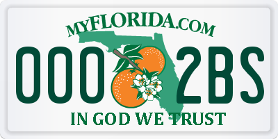 FL license plate 0002BS