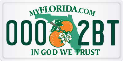 FL license plate 0002BT