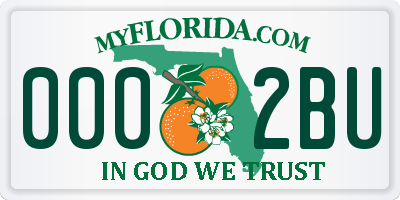 FL license plate 0002BU