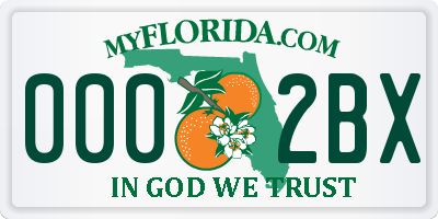 FL license plate 0002BX