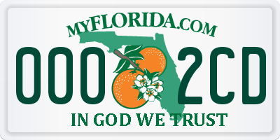 FL license plate 0002CD