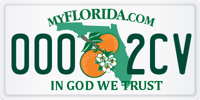 FL license plate 0002CV