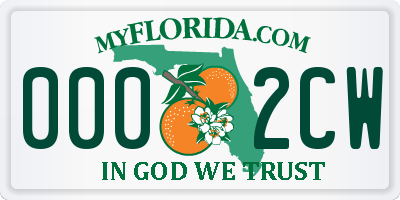 FL license plate 0002CW