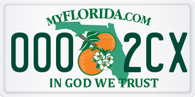 FL license plate 0002CX