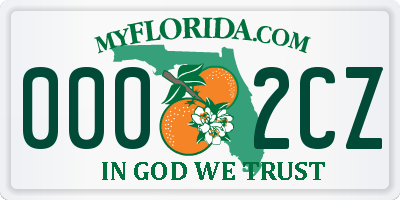 FL license plate 0002CZ