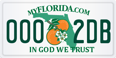 FL license plate 0002DB