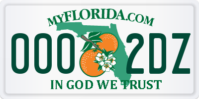 FL license plate 0002DZ