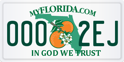 FL license plate 0002EJ