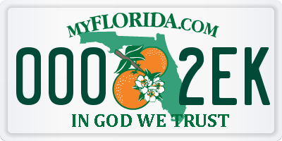 FL license plate 0002EK