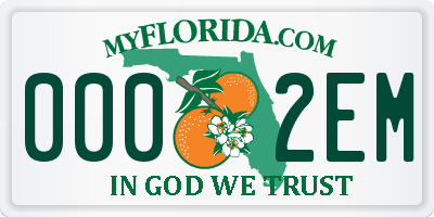 FL license plate 0002EM