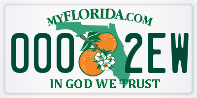 FL license plate 0002EW