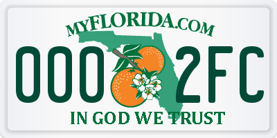 FL license plate 0002FC