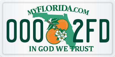 FL license plate 0002FD