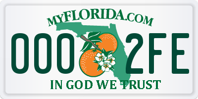 FL license plate 0002FE