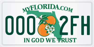 FL license plate 0002FH