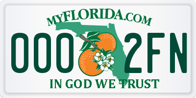 FL license plate 0002FN
