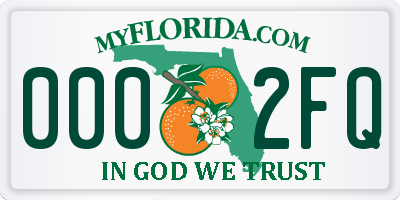 FL license plate 0002FQ