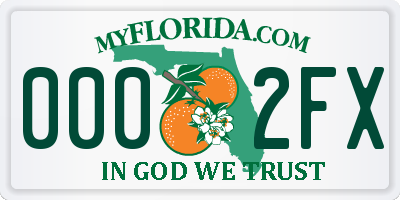 FL license plate 0002FX